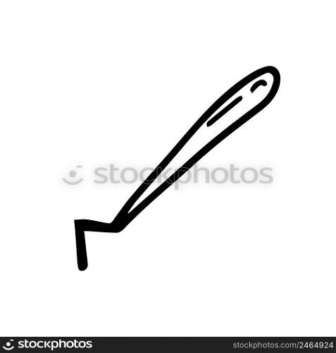 Hoe like fork. Hand drawn outline vector illustration in doodle style, isolated. Gardening element. Tools for working in the garden, on the farm, in the dacha, country site. Hoe like fork. Hand drawn outline vector illustration in doodle style, isolated. Gardening element. Tools for working in the garden, on the farm.