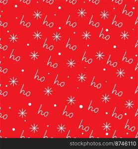 Hohoho pattern, Santa Claus laugh. Seamless texture for Christmas design.White snow letters and character text on red background. Vector Illustration