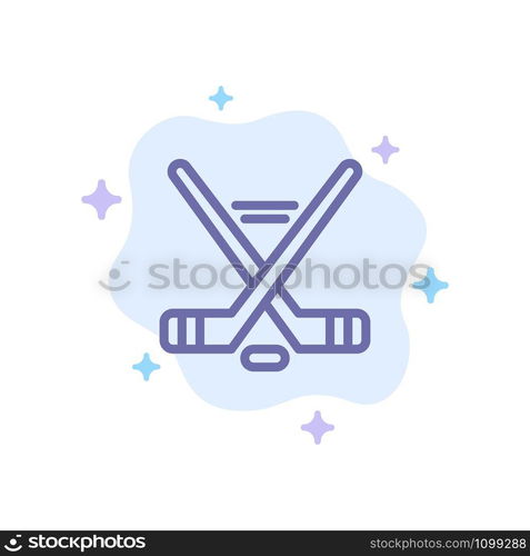 Hokey, Ice Sport, Sport, American Blue Icon on Abstract Cloud Background