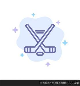Hokey, Ice Sport, Sport, American Blue Icon on Abstract Cloud Background