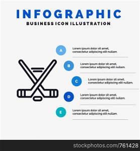 Hokey, Ice Sport, Sport, American Line icon with 5 steps presentation infographics Background