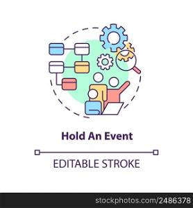 Hold event concept icon. Team project. Value stream mapping best practice abstract idea thin line illustration. Isolated outline drawing. Editable stroke. Arial, Myriad Pro-Bold fonts used. Hold event concept icon