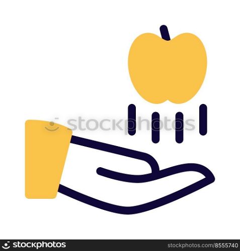 Holding an apple in a hand isolated on a white background