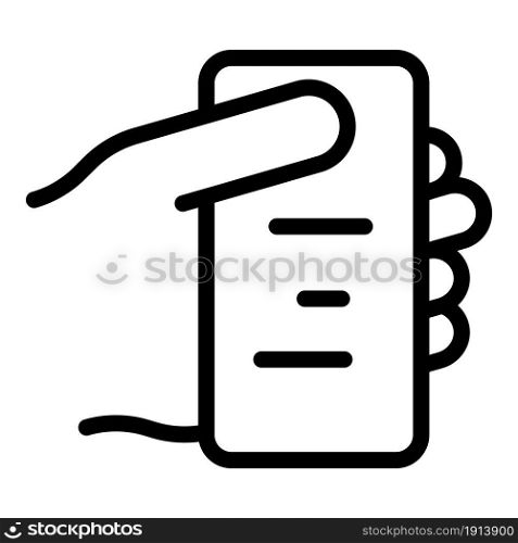 Holding gadget icon outline vector. Hand phone. Smart mobile. Holding gadget icon outline vector. Hand phone