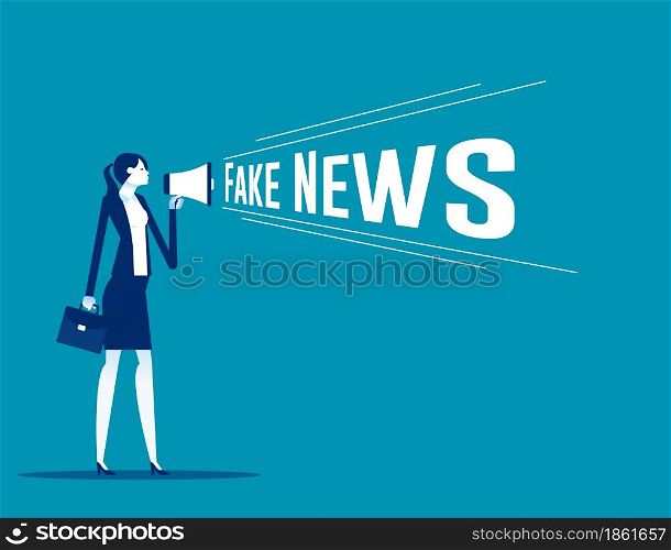 Holding megaphone with fake news speech. Loudspeaker vector