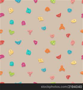 Holds for rock climbing on bouldering wall. Grips and pitches for extreme sport. Vector seamless pattern.. Holds for rock climbing on bouldering wall. Grips and pitches for extreme sport. Vector seamless pattern
