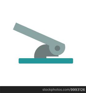 Hole puncher office accessory stationery paper tool. Vector business hole puncher equipment work paper icon isolated white. Stationery supply illustration cartoon tool punch. Simple papework item icon
