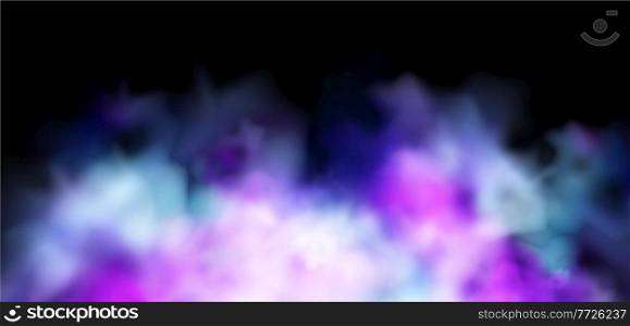 Holiday Abstract blue and purple powder smoke design element on dark background. For website, greeting, discount voucher, greeting and poster design. Holiday Abstract shiny blue powder design element