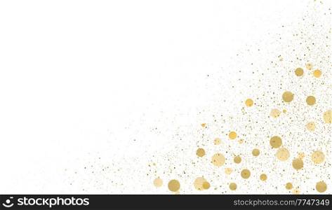 Holiday Abstract shiny gold color bokeh design element and glitter effect on white background. For website, greeting, discount voucher, invitation and poster design. Holiday Abstract shiny color gold bokeh and glitter