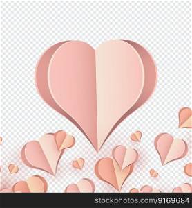 Holiday background design with big heart. Origami Hearts. Vector symbols of love for Happy Women&rsquo;s, Mother&rsquo;s Day, or Birthday greeting card. Vector illustration