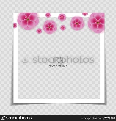 Holiday Background Photo Frame Template. Sarura, plum flower background for post in Social Network. Vector Illustration.. Holiday Background Photo Frame Template. Sarura, plum flower background for post in Social Network. Vector Illustration EPS10