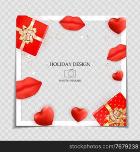 Holiday Background Photo Frame Template. Valentine s Day Love Concept for post in Social Network. Vector Illustration. Holiday Background Photo Frame Template. Valentine s Day Love Concept for post in Social Network. Vector Illustration EPS10