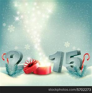 Holiday background with a gift box and 2015. Vector.