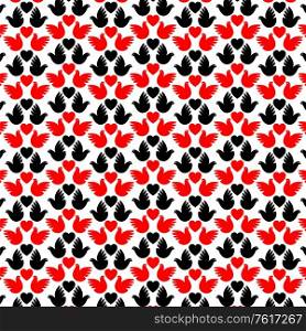 Holiday background with birds and heart. Holiday background with red birds and heart