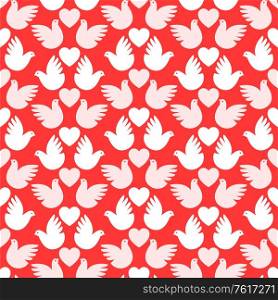 Holiday background with birds and heart. Holiday background with red birds and heart