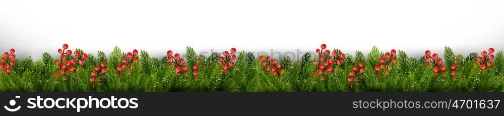 Holiday background with christmas tree branches. Vector.