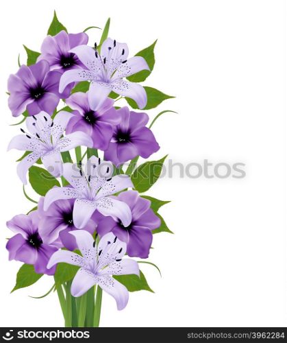 Holiday background with colorful beautiful flowers. Vector illustration