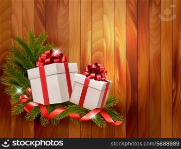 Holiday background with gift ribbon with gift box Vector