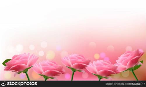 Holiday background with pink flowers. Vector illustration