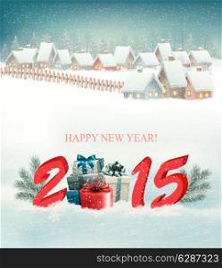 Holiday background with presents and 2015. Vector