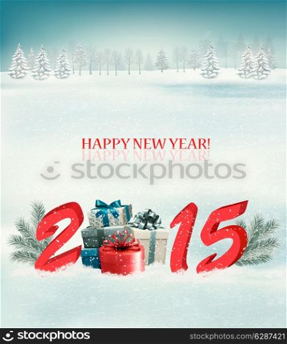 Holiday background with presents and 2015. Vector