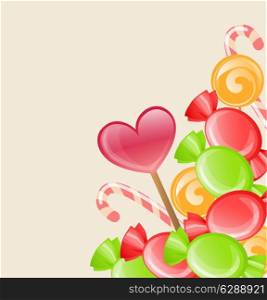Holiday background with red and green candy