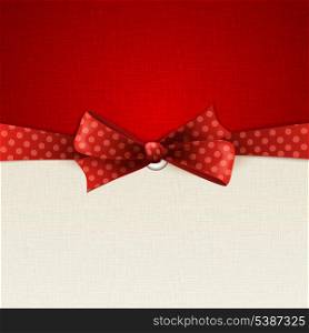 Holiday background with red polka dots bow