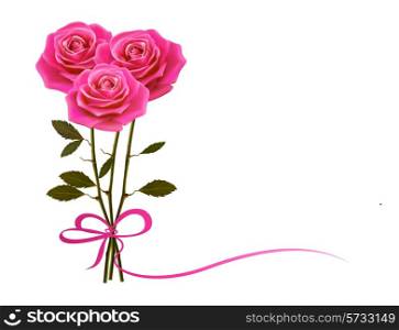 Holiday background with rose and a bow. Vector.