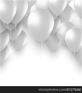 Holiday Background with White Balloons. Illustration Holiday Background with White Balloons - Vector