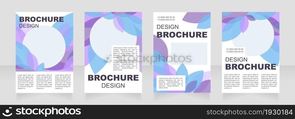 Holiday blank brochure layout design. Blue and purple leaf. Vertical poster template set with empty copy space for text. Premade corporate reports collection. Editable flyer paper pages. Holiday blank brochure layout design