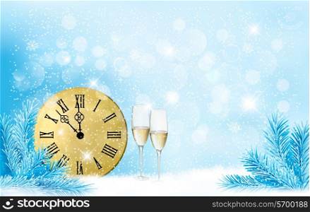 Holiday blue background. Happy New Year!. Vector illustration
