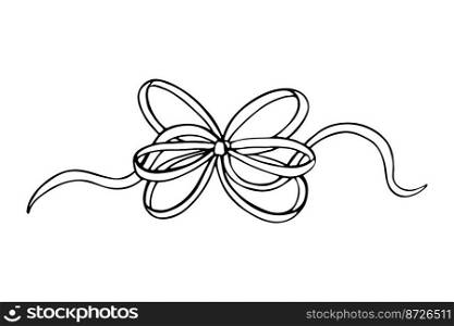 Holiday bow. Hand drawn vector doodle.. Holiday bow. Hand drawn vector doodle illustration.