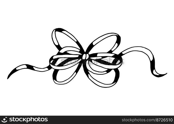 Holiday bow. Hand drawn vector doodle illustration.