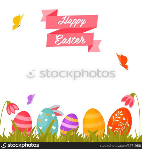 Holiday bright design with cute Easter eggs.. Holiday bright design with cute Easter eggs