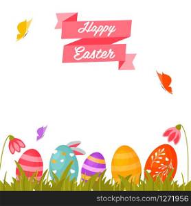 Holiday bright design with cute Easter eggs.. Holiday bright design with cute Easter eggs