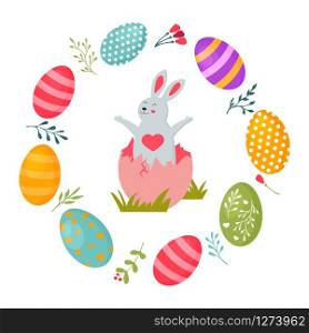 Holiday bright design with cute Easter rabbit.. Holiday bright design with cute Easter rabbit