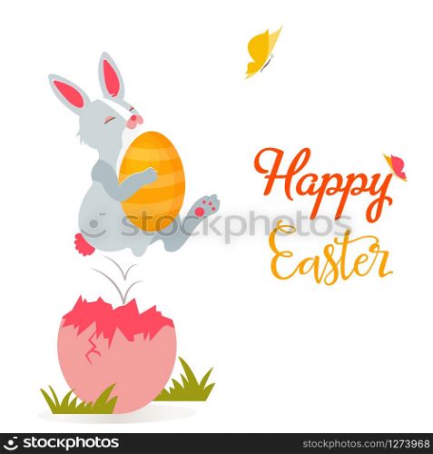 Holiday bright design with cute Easter rabbit.. Holiday bright design with cute Easter rabbit