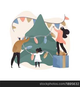 Holiday celebration abstract concept vector illustration. Holiday greetings, family celebration tradition, seasonal event, friends party, home decoration, having fun together abstract metaphor.. Holiday celebration abstract concept vector illustration.