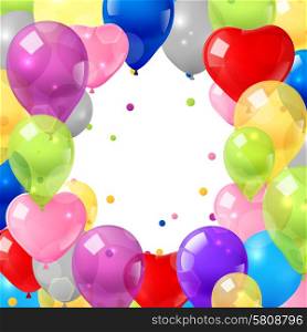 Holiday celebration background with realistic bright colorful air balloons vector illustration. Colorful Balloons Background