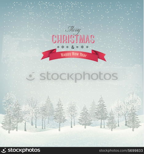 Holiday christmas background with winter landscape