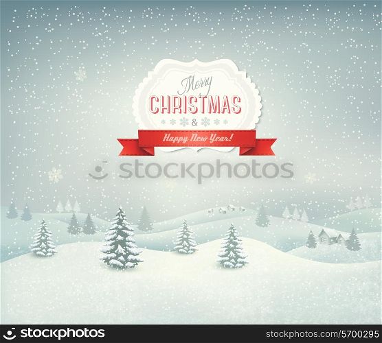 Holiday christmas background with winter landscape