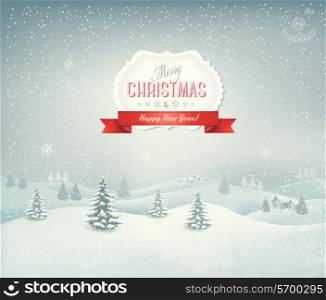 Holiday christmas background with winter landscape