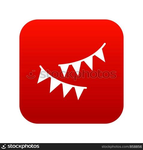 Holiday flags icon digital red for any design isolated on white vector illustration. Holiday flags icon digital red