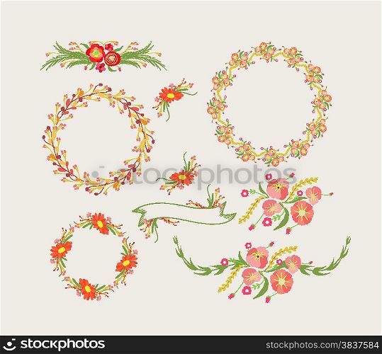 Holiday floral designs, wreaths, ribbons