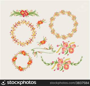Holiday floral designs, wreaths, ribbons