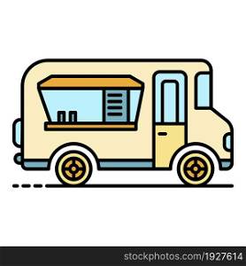 Holiday food truck icon. Outline holiday food truck vector icon color flat isolated. Holiday food truck icon color outline vector