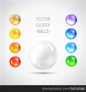 Holiday gem, set of balls all rainbow colors. Vector illustration.