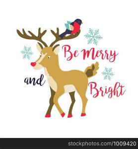 Holiday greeting card with funny deer.