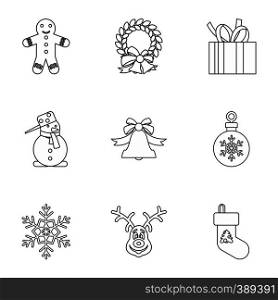 Holiday icons set. Outline illustration of 9 holiday vector icons for web. Holiday icons set, outline style