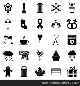Holiday icons set. Simple set of 25 holiday vector icons for web isolated on white background. Holiday icons set, simple style